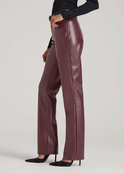 American Tall Women True Touch Leather Straight Leg Pants for Tall Women in Port Royale