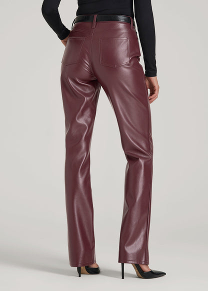 American Tall Women True Touch Leather Straight Leg Pants for Tall Women in Port Royale