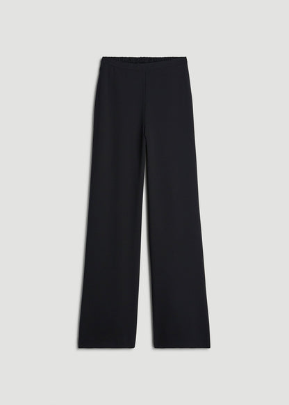 American Tall Women Pull-On Crepe Ultra Wide Pants for Tall Women in Black