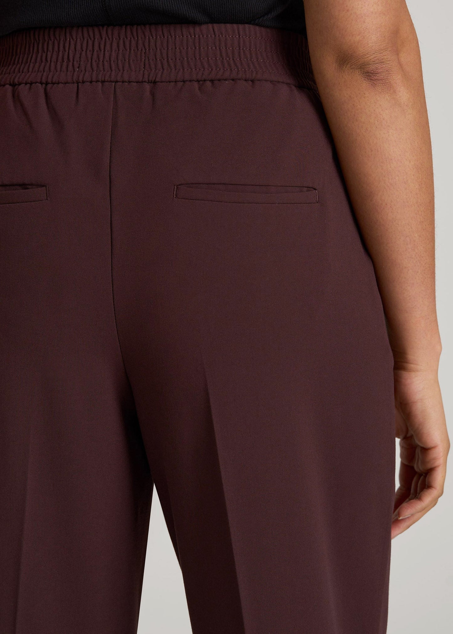 American Tall Women|Men Flat Front Wide Leg Dress Pants for Tall Women in Oxblood