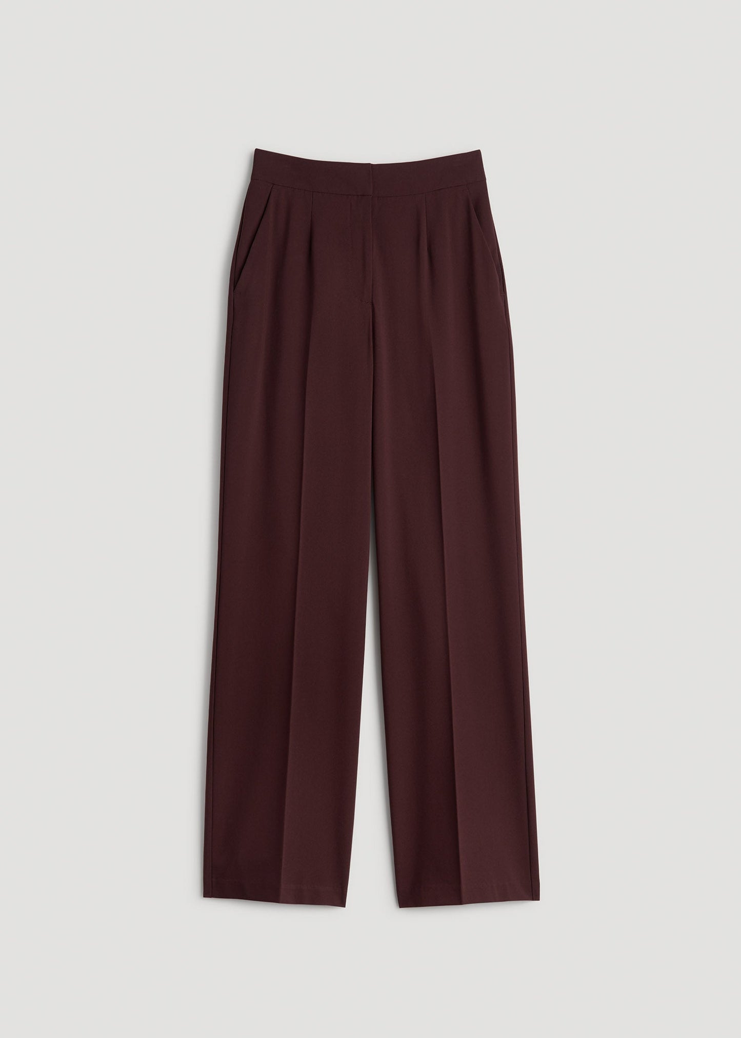 American Tall Women|Men Flat Front Wide Leg Dress Pants for Tall Women in Oxblood