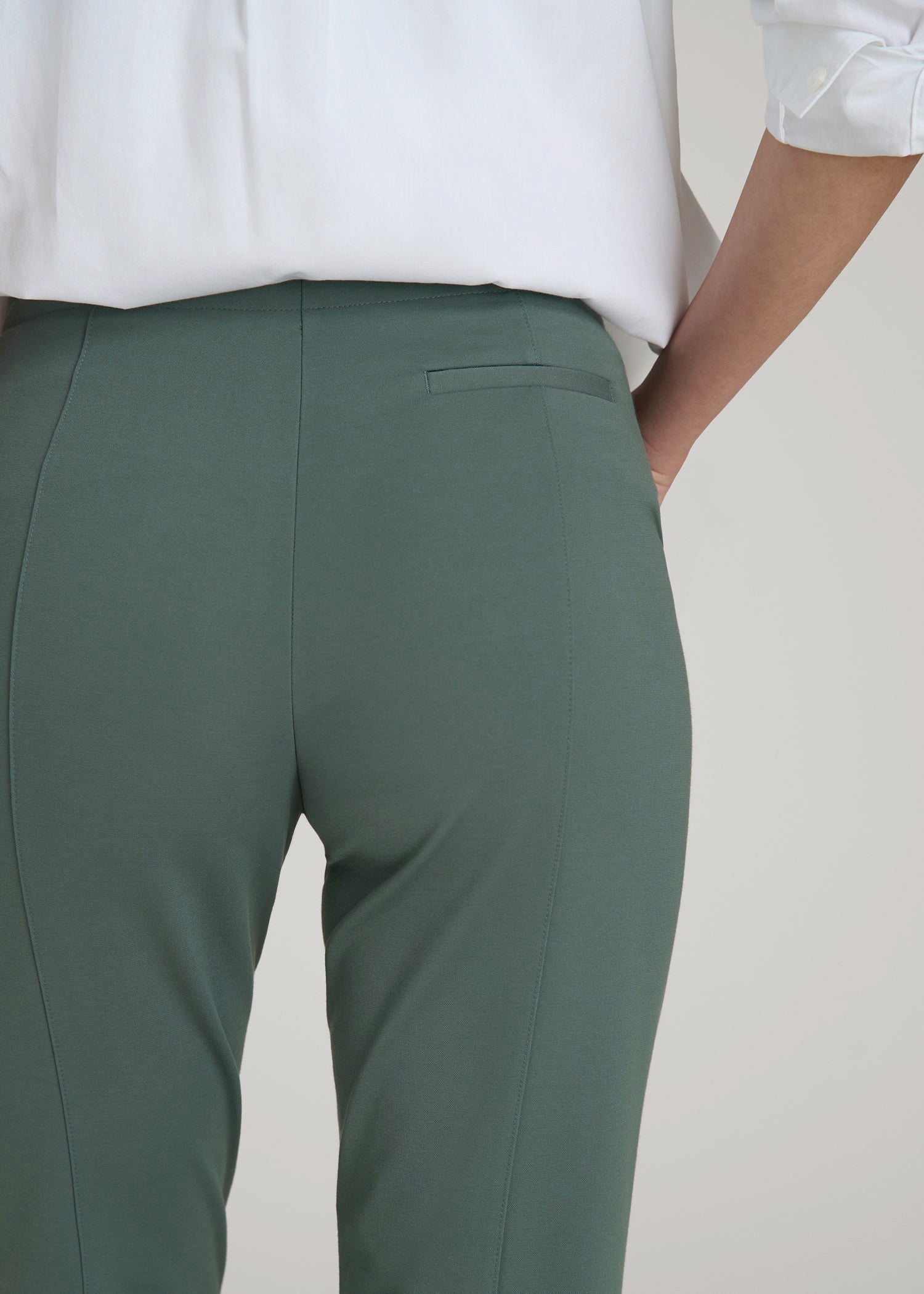 American Tall Women Freedom Flex Slim Straight Leg Dress Pants for Tall Women in Balsam Green