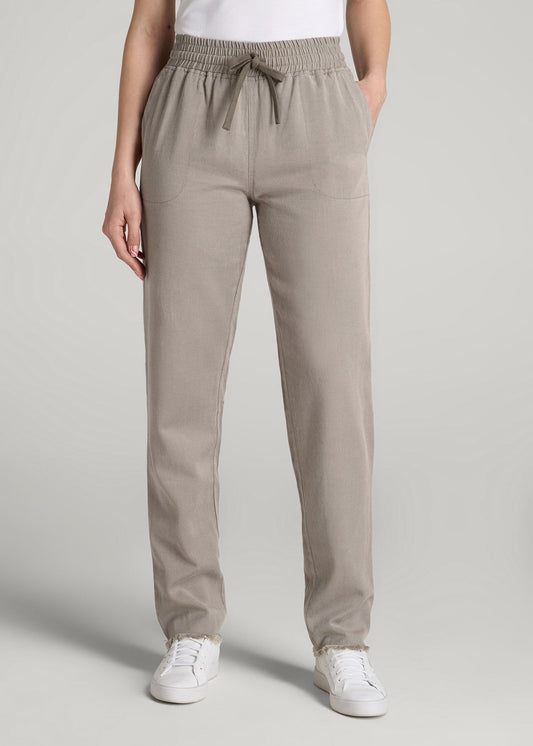 American Tall Women Patch Pocket Twill Pants for Tall Women in Taupe Grey