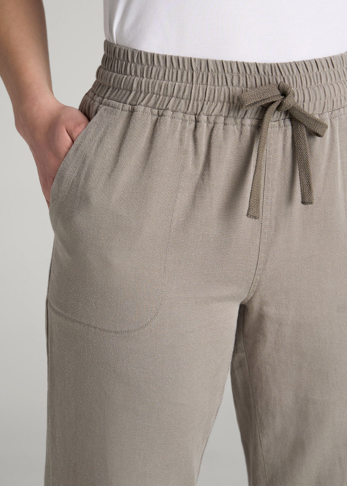 American Tall Women Patch Pocket Twill Pants for Tall Women in Taupe Grey