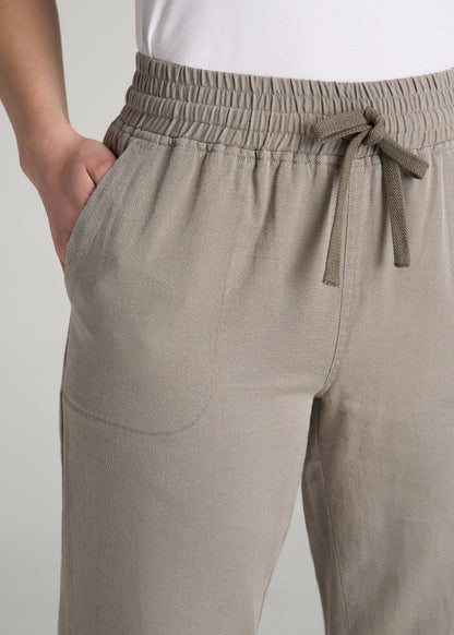 American Tall Women Patch Pocket Twill Pants for Tall Women in Taupe Grey