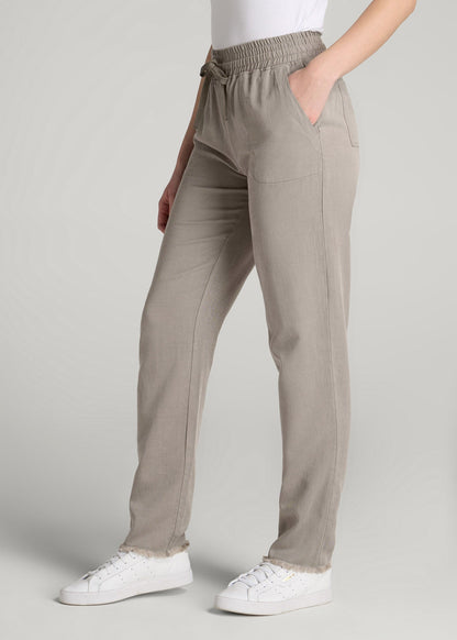 American Tall Women Patch Pocket Twill Pants for Tall Women in Taupe Grey