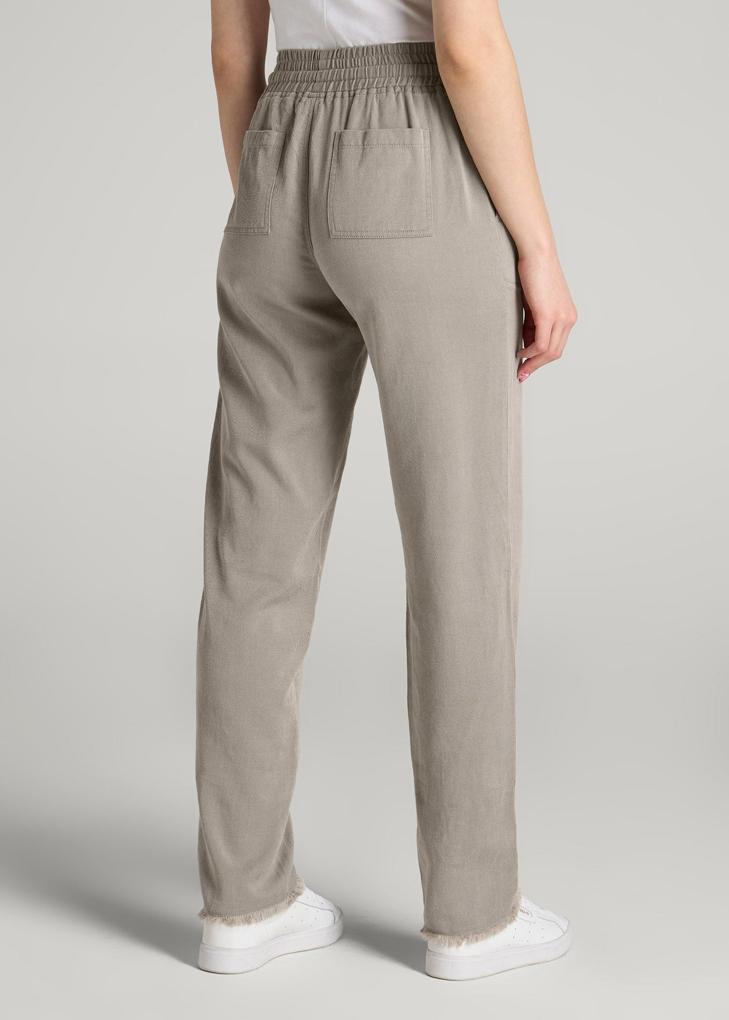 American Tall Women Patch Pocket Twill Pants for Tall Women in Taupe Grey