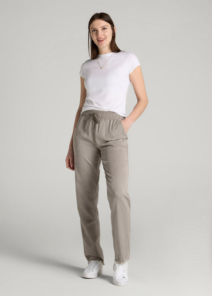 American Tall Women Patch Pocket Twill Pants for Tall Women in Taupe Grey