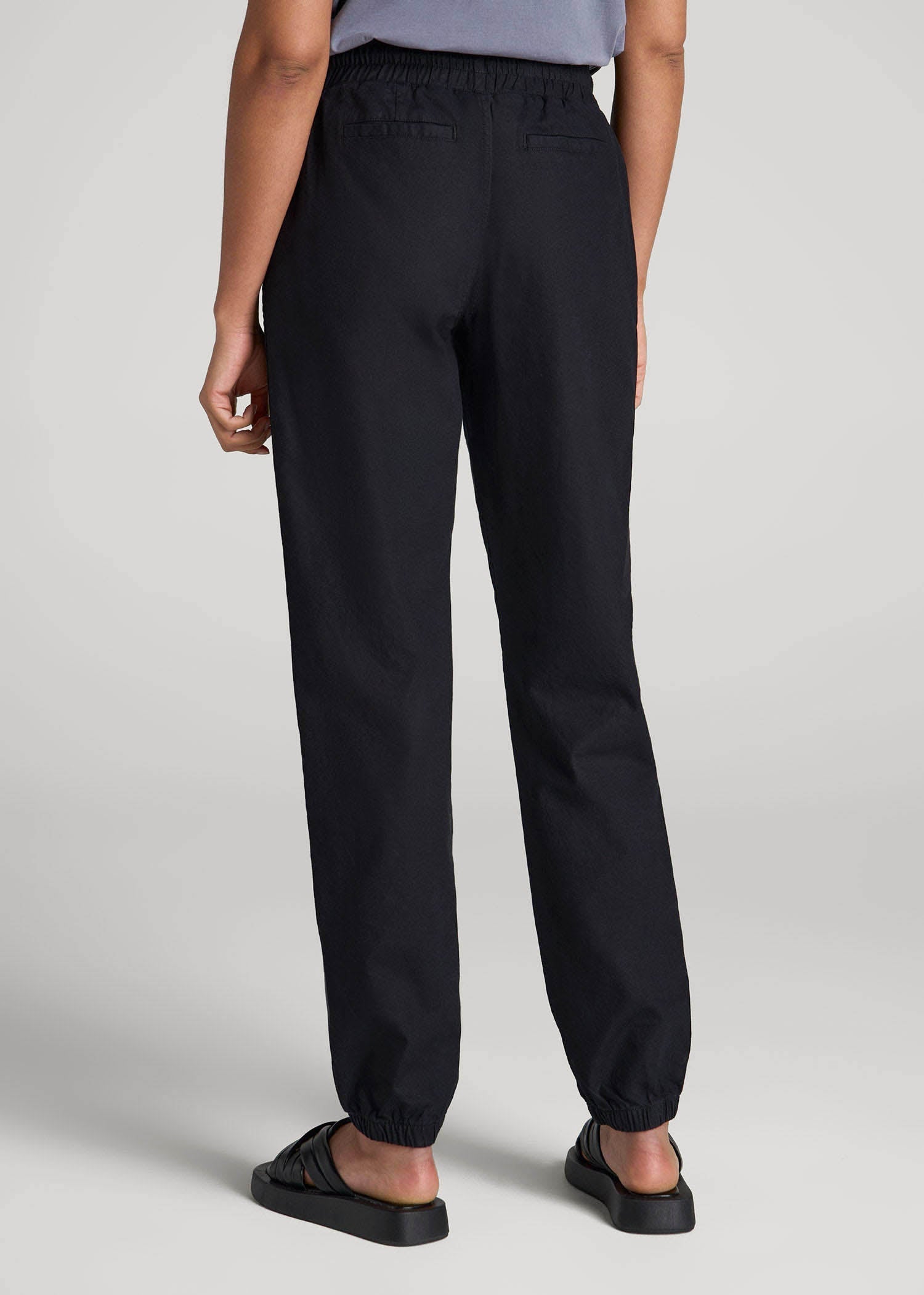 American Tall Women|Men Pull-On Linen Joggers for Tall Women in Black