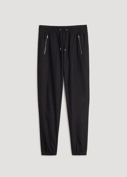 American Tall Women|Men Pull-On Linen Joggers for Tall Women in Black
