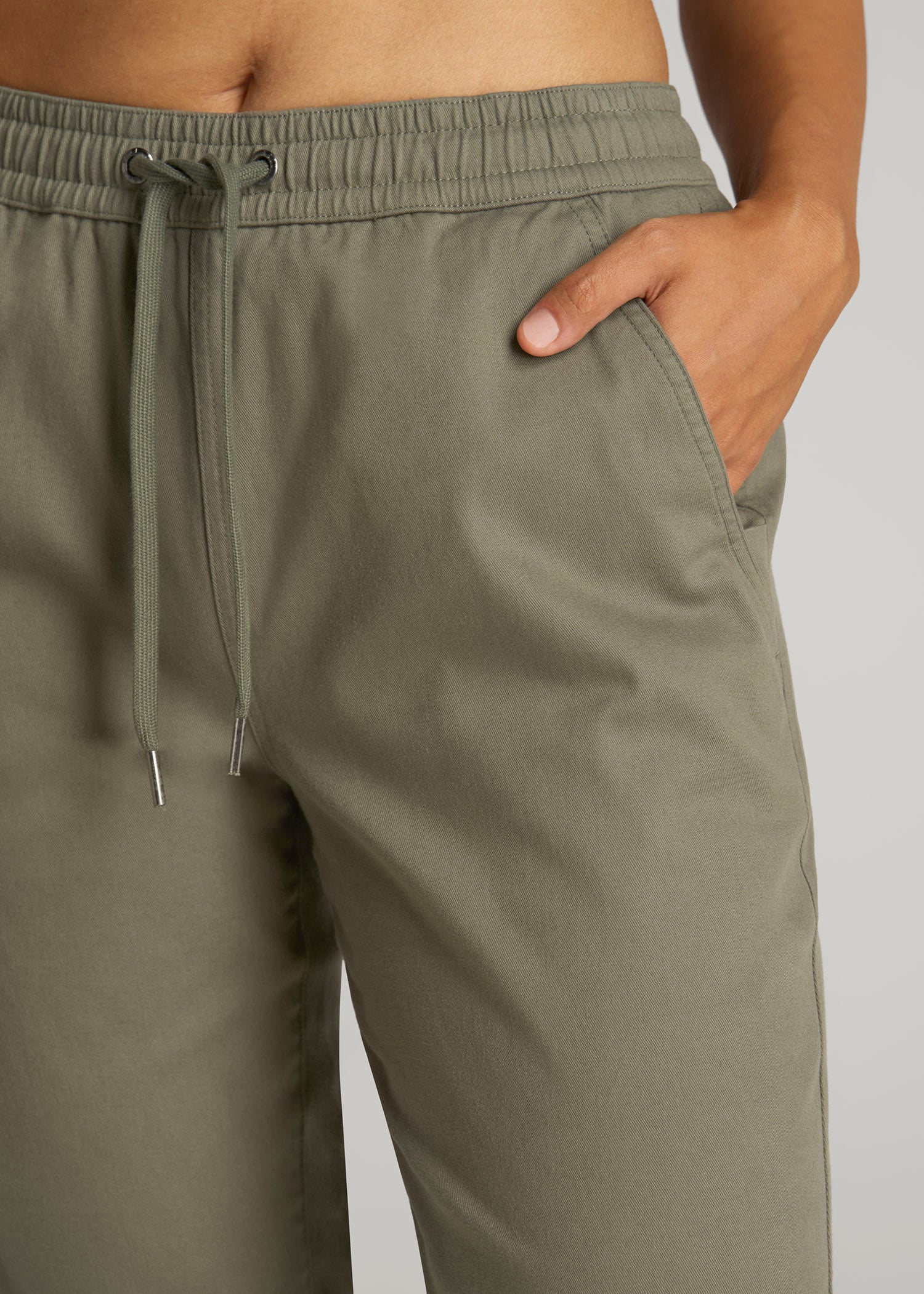American Tall Women|Men Twill Jogger Pants for Tall Women in Olive