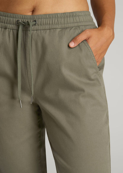 American Tall Women|Men Twill Jogger Pants for Tall Women in Olive