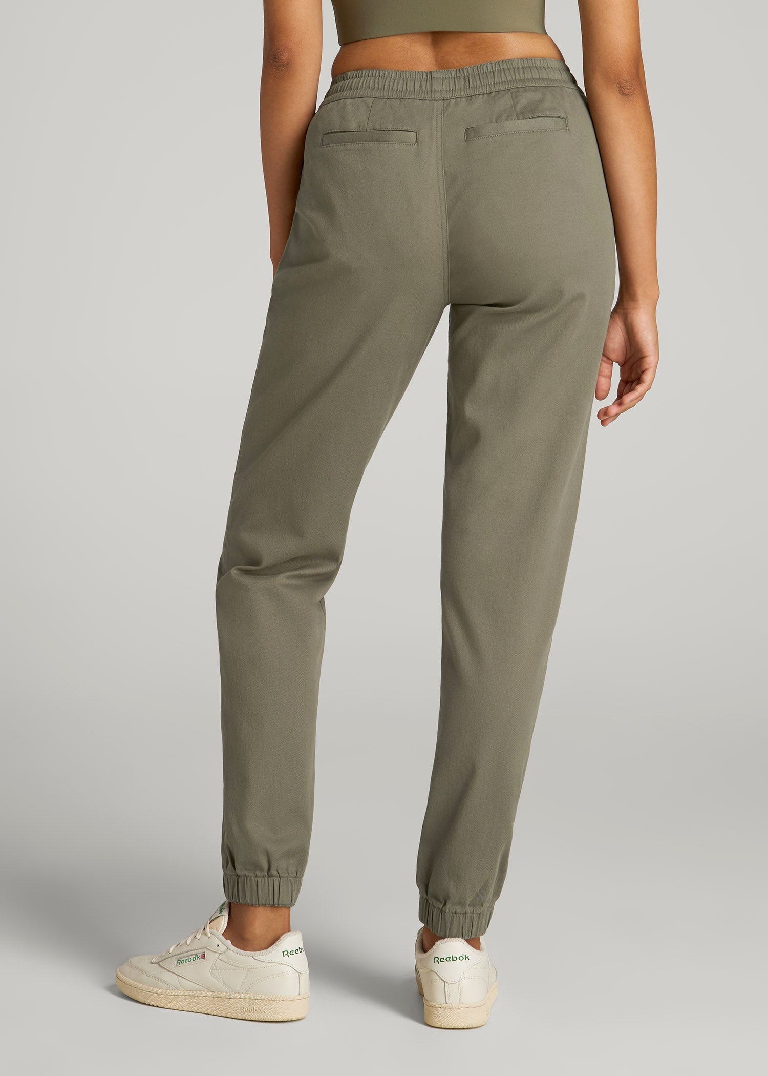 American Tall Women|Men Twill Jogger Pants for Tall Women in Olive