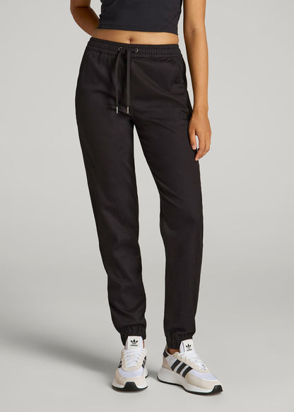 American Tall Women|Men Twill Jogger Pants for Tall Women in Black