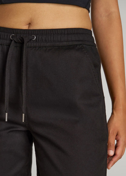 American Tall Women|Men Twill Jogger Pants for Tall Women in Black