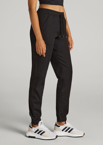 American Tall Women|Men Twill Jogger Pants for Tall Women in Black