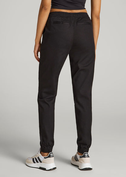 American Tall Women|Men Twill Jogger Pants for Tall Women in Black