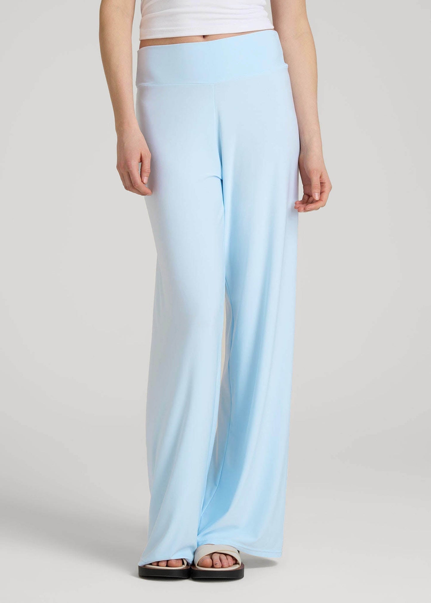 American Tall Women|Men Pull-On Breezy Wide Leg Pants for Tall Women in Ice Blue