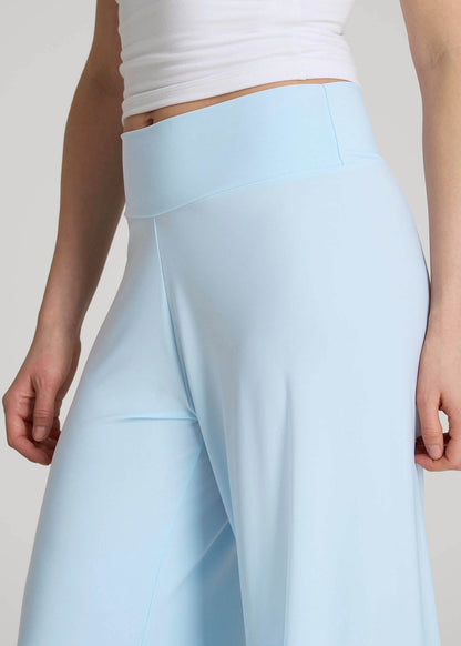 American Tall Women|Men Pull-On Breezy Wide Leg Pants for Tall Women in Ice Blue