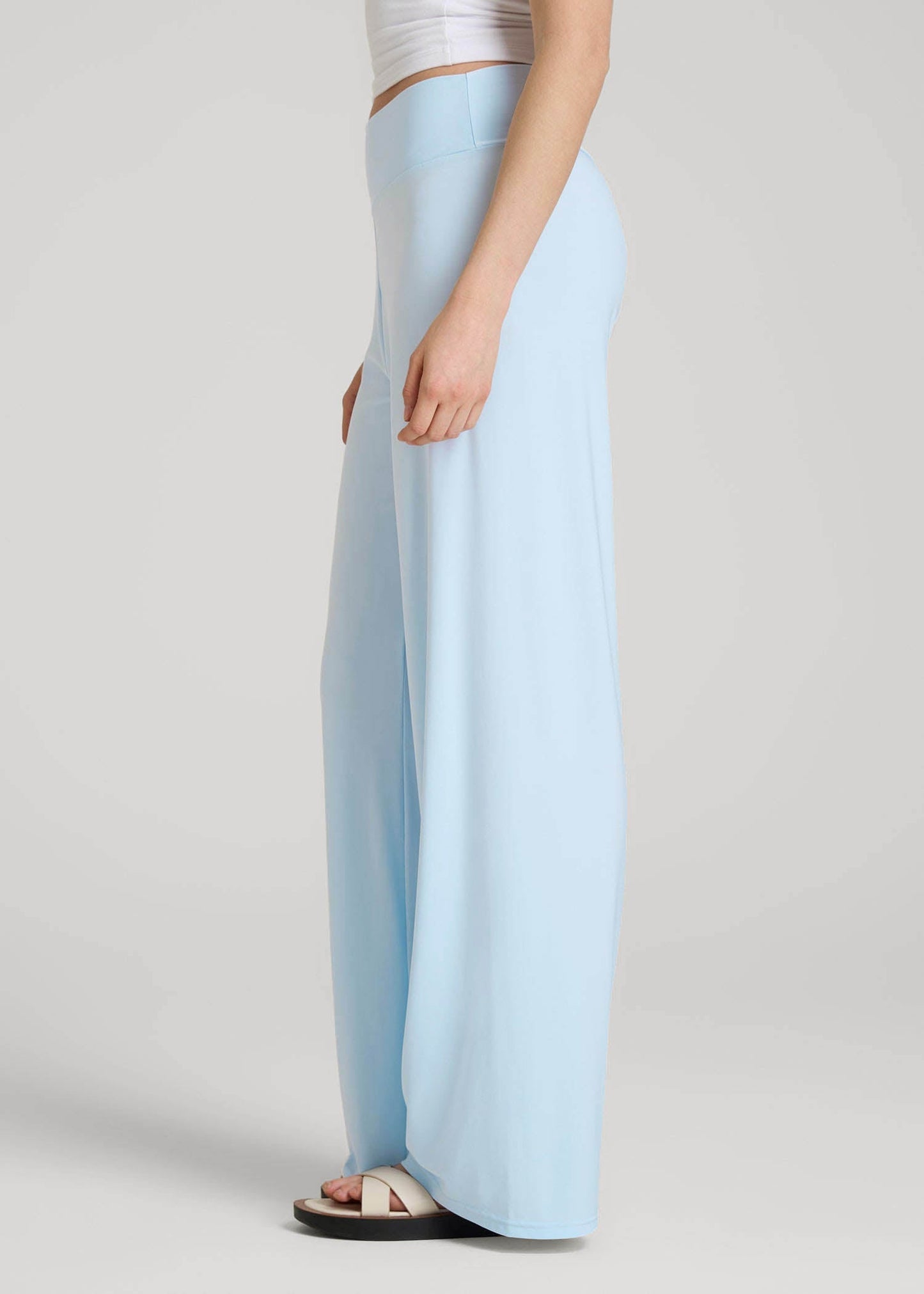 American Tall Women|Men Pull-On Breezy Wide Leg Pants for Tall Women in Ice Blue