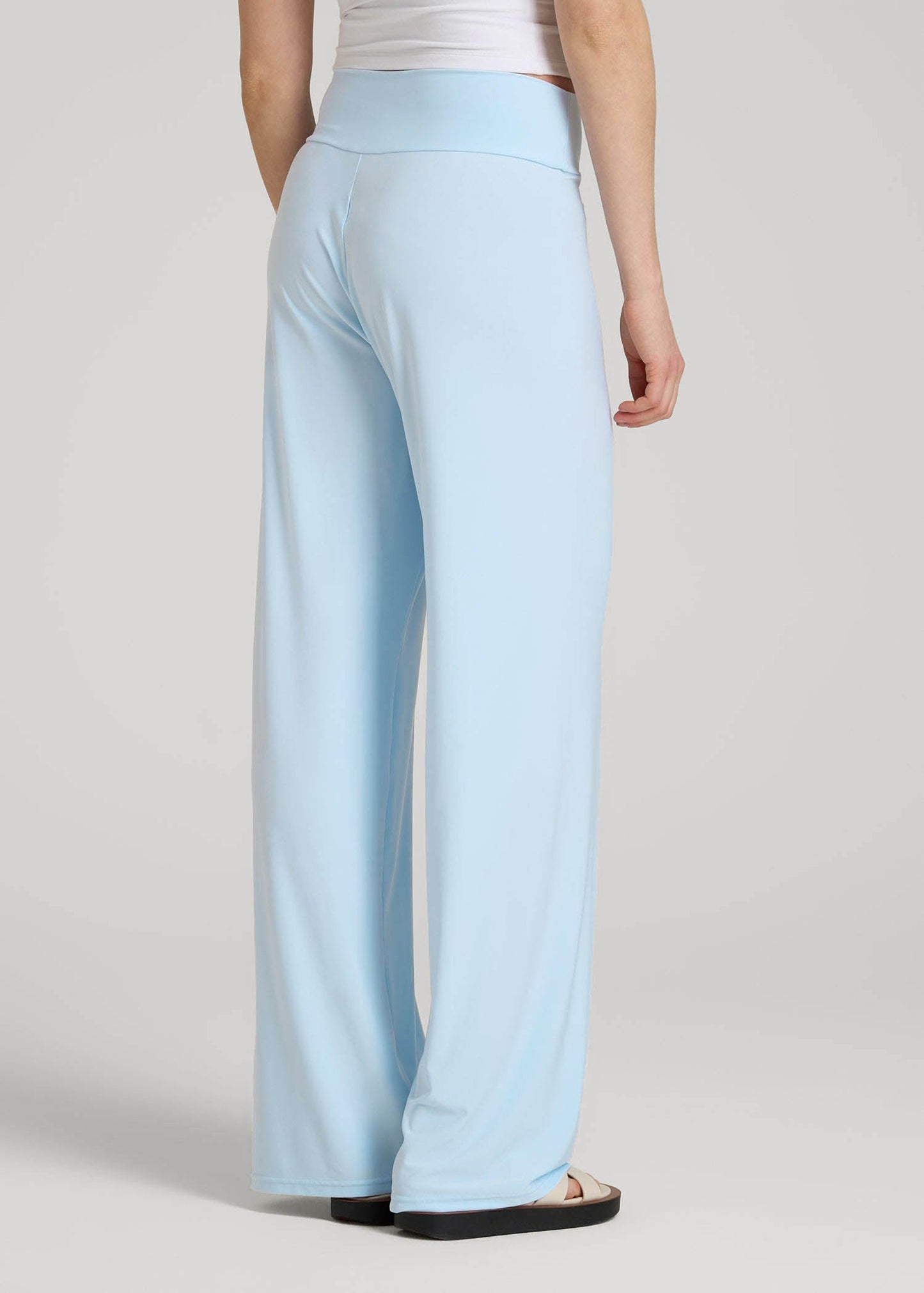 American Tall Women|Men Pull-On Breezy Wide Leg Pants for Tall Women in Ice Blue