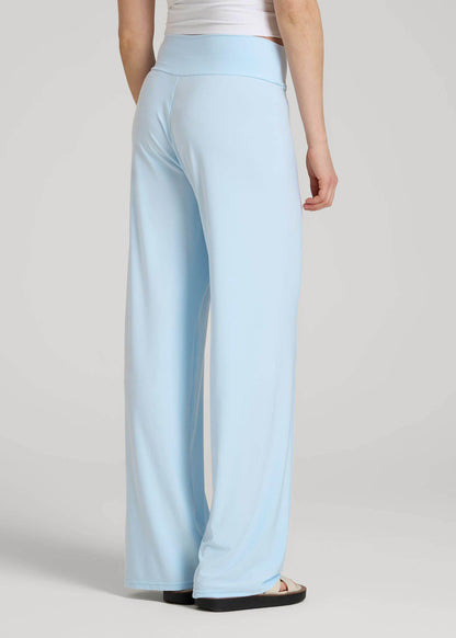 American Tall Women|Men Pull-On Breezy Wide Leg Pants for Tall Women in Ice Blue