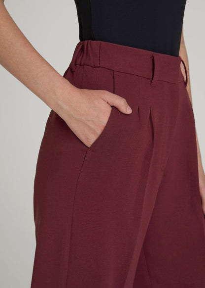 American Tall Women Wide Leg Pleated Dress Pants 2.0 for Tall Women in Tawny Port