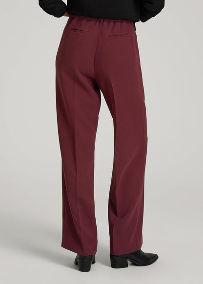American Tall Women Wide Leg Pleated Dress Pants 2.0 for Tall Women in Tawny Port