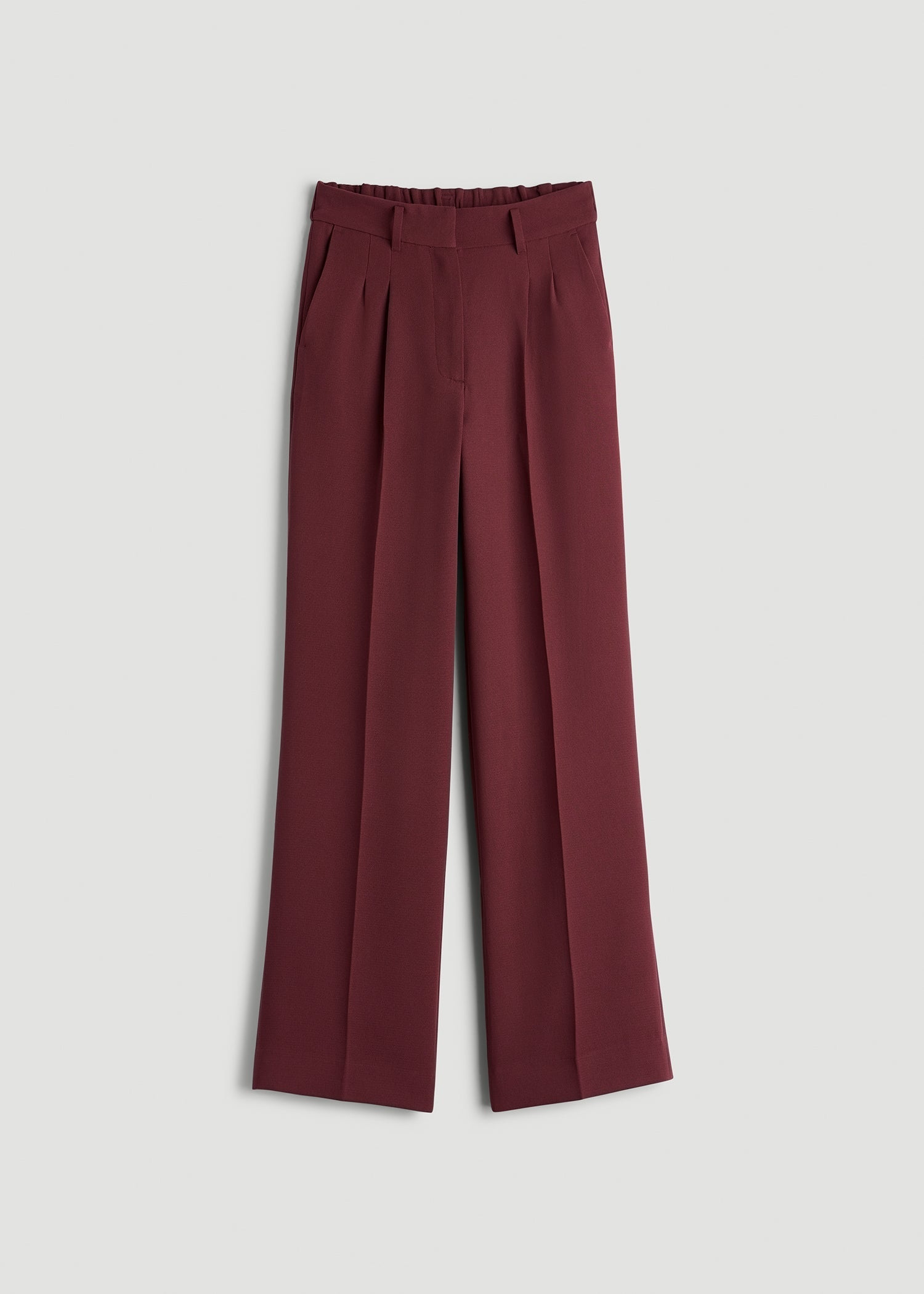 American Tall Women Wide Leg Pleated Dress Pants 2.0 for Tall Women in Tawny Port