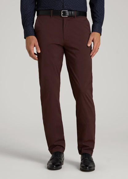 American Tall Men TAPERED FIT Traveler Chino Pants for Tall Men in Oxblood