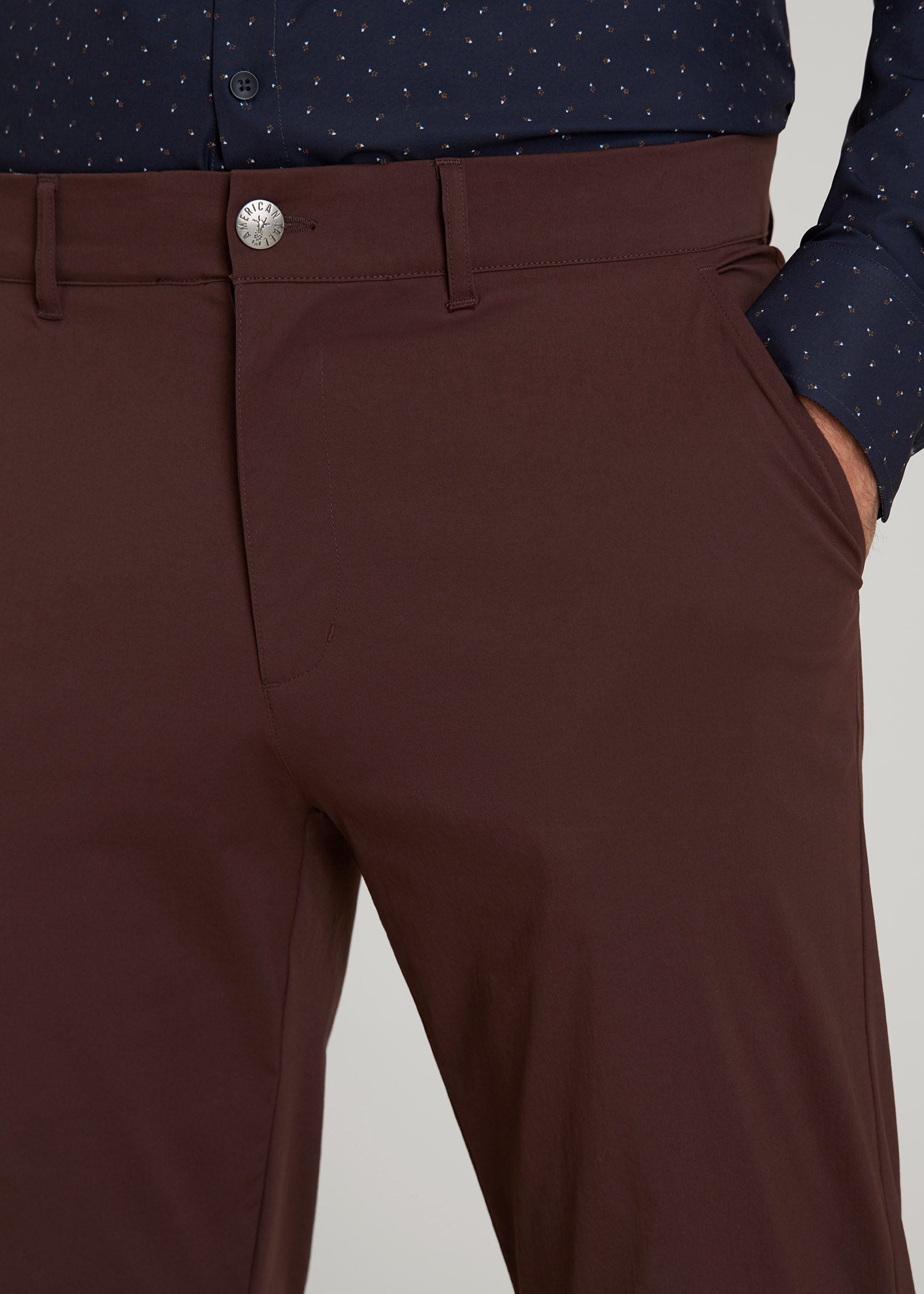 American Tall Men TAPERED FIT Traveler Chino Pants for Tall Men in Oxblood