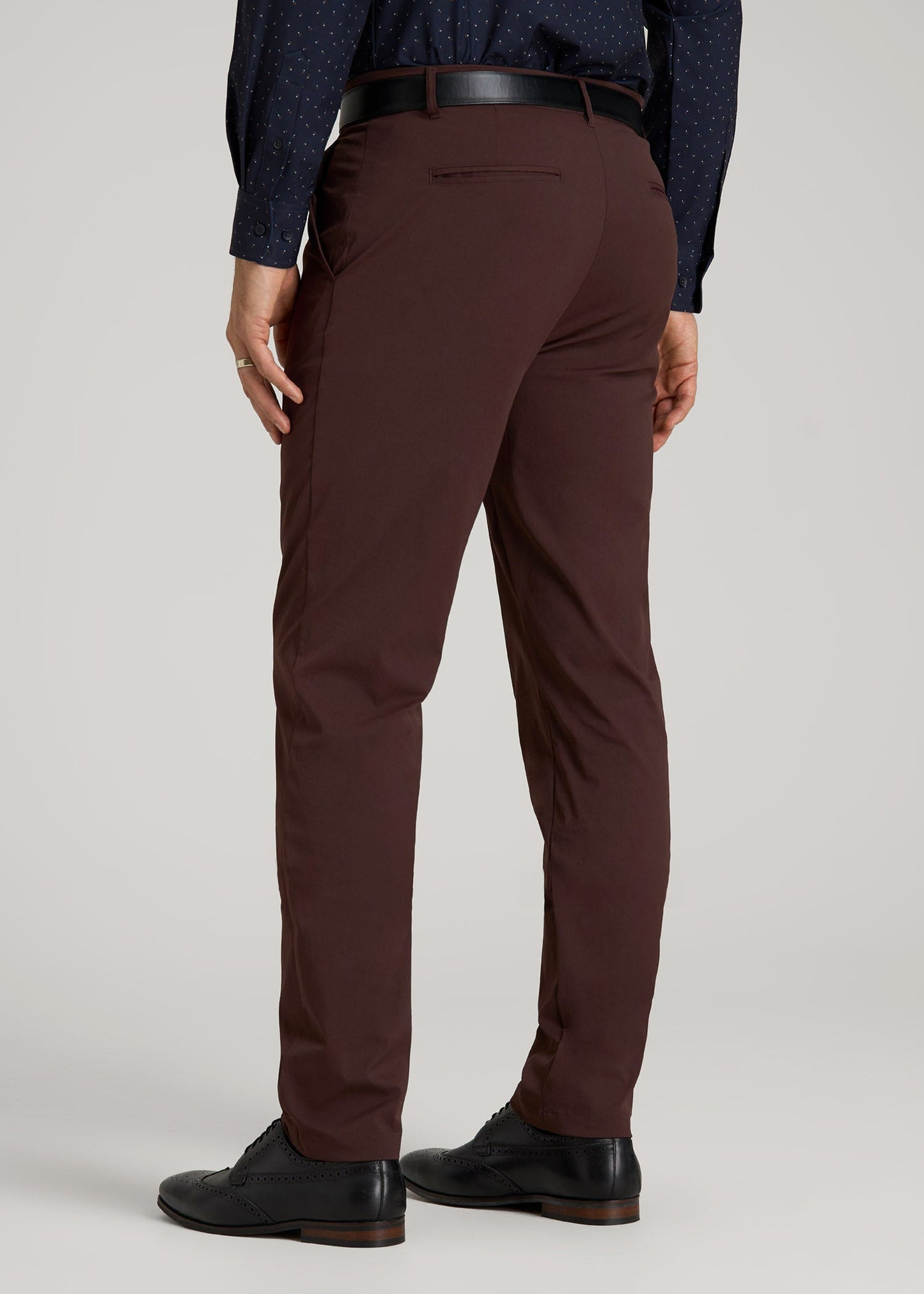 American Tall Men TAPERED FIT Traveler Chino Pants for Tall Men in Oxblood