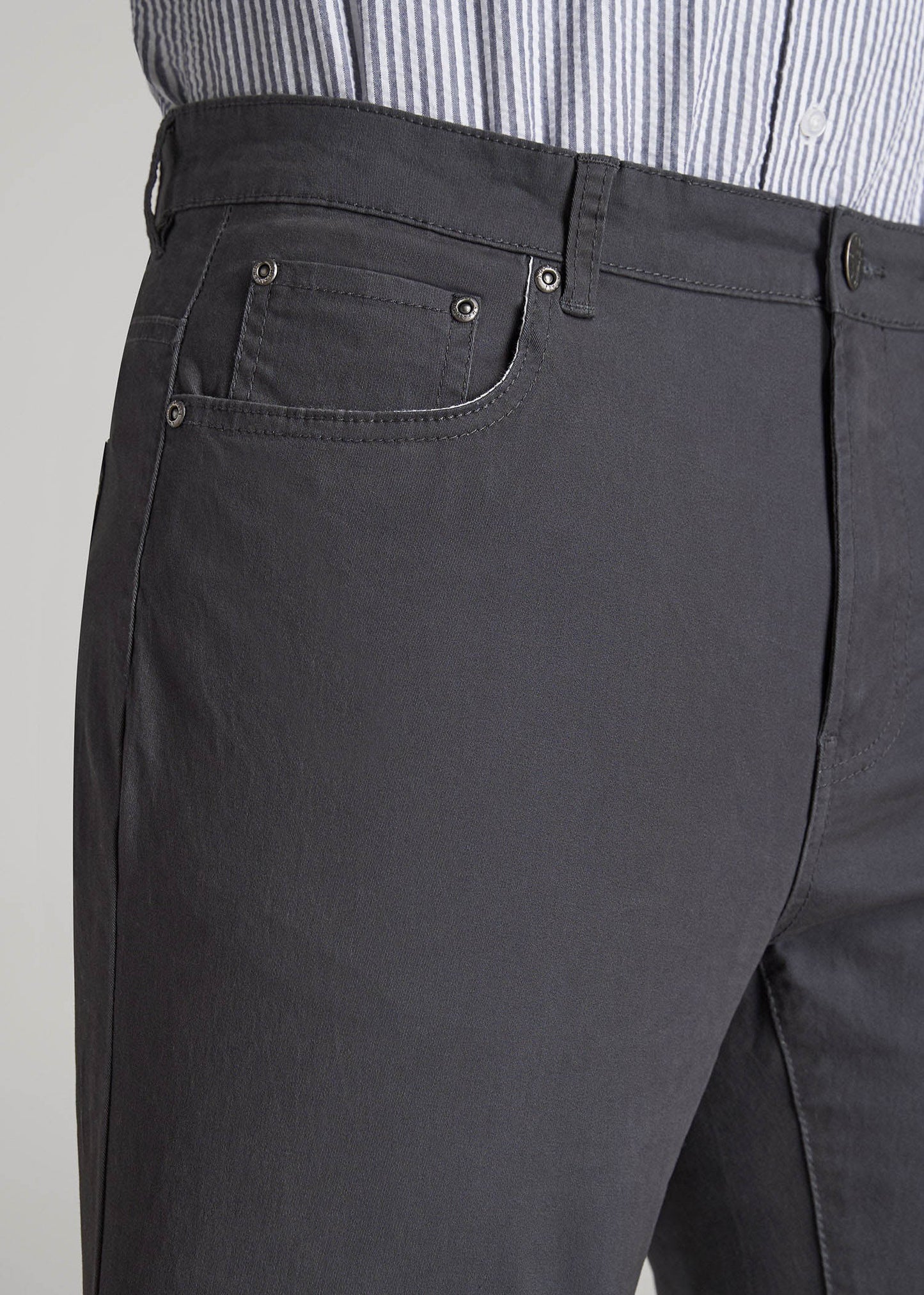 American Tall Men Dylan Slim Fit Five-Pocket Pants For Tall Men in Iron Grey