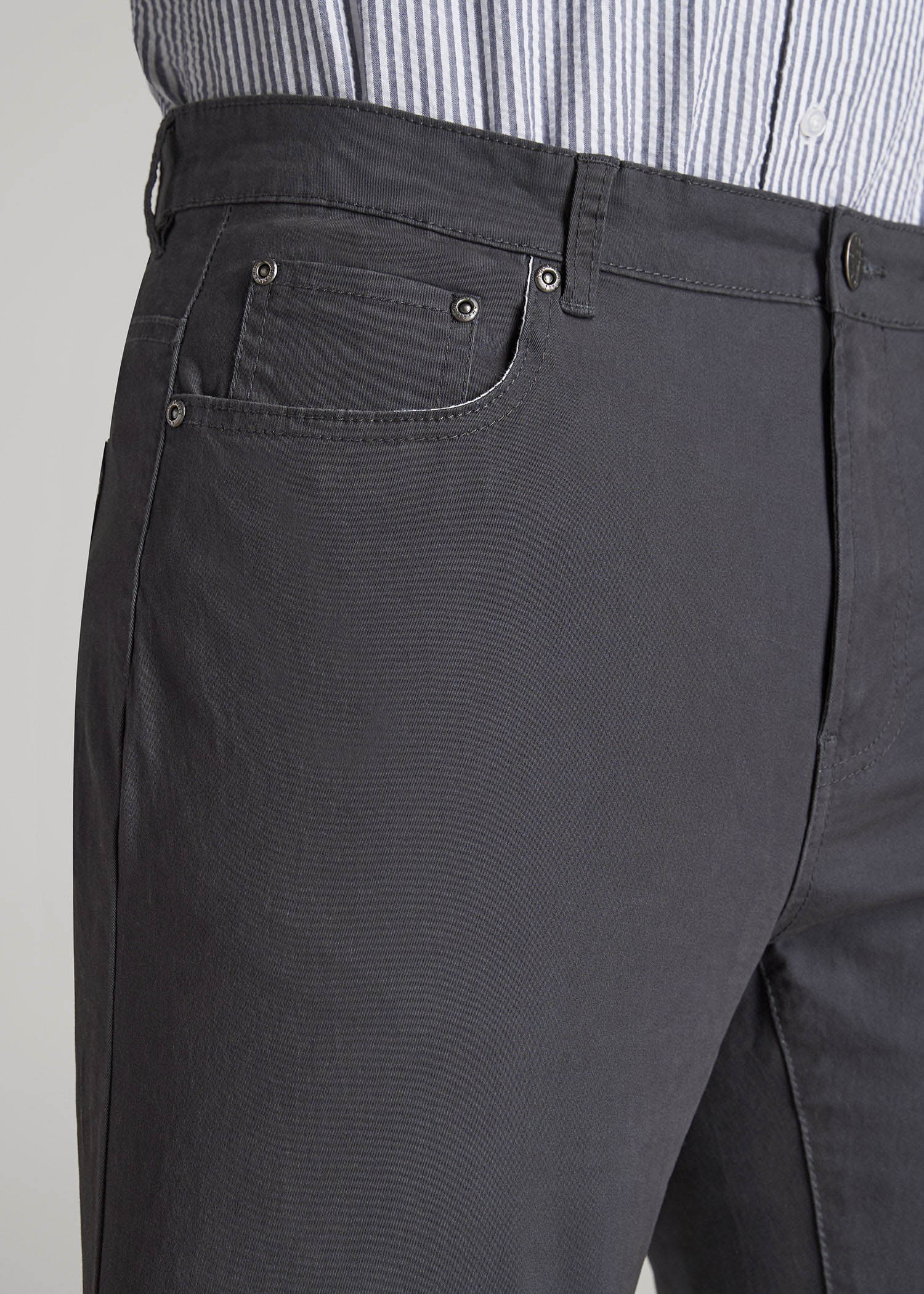 American Tall Men Dylan Slim Fit Five-Pocket Pants For Tall Men in Iron Grey
