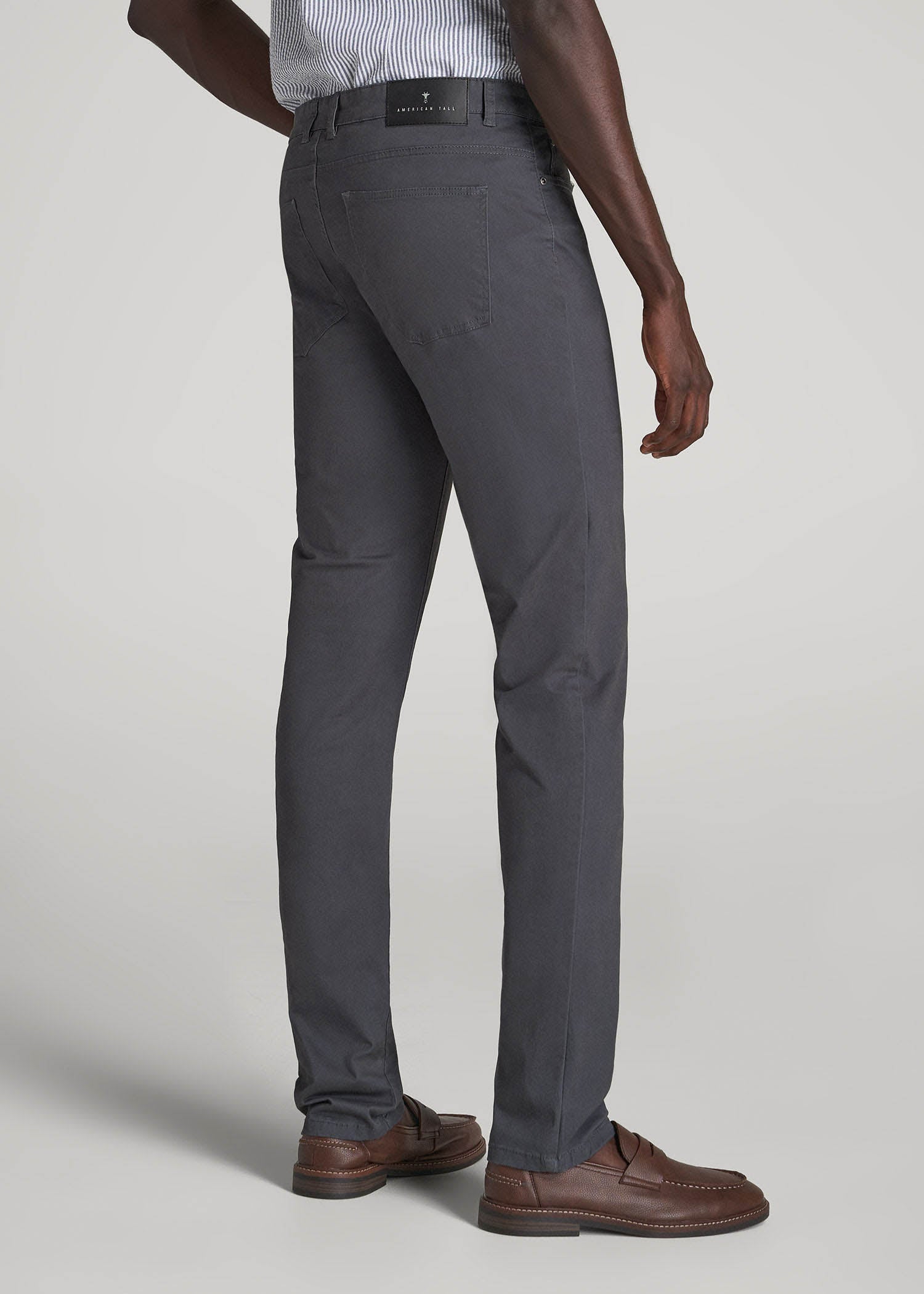 American Tall Men Dylan Slim Fit Five-Pocket Pants For Tall Men in Iron Grey