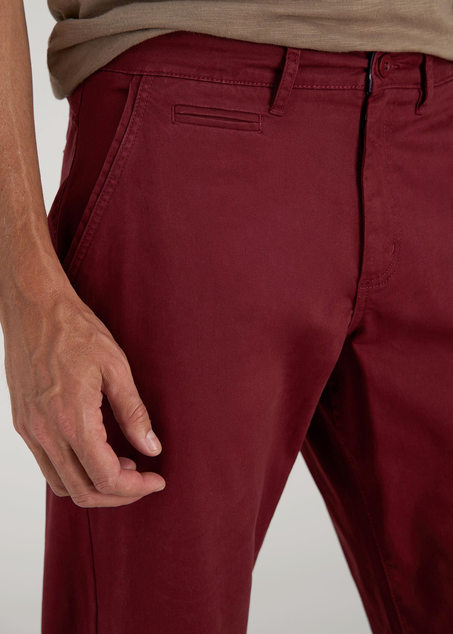 American Tall Men J1 STRAIGHT Leg Chinos for Tall Men in Red Ochre