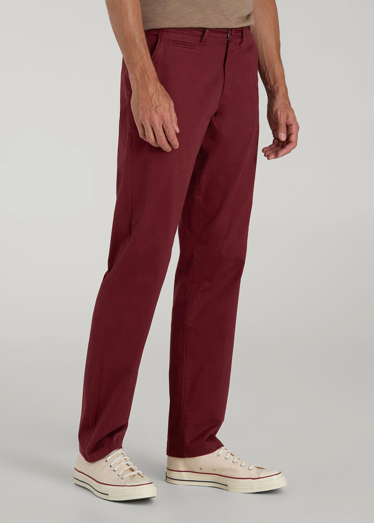 American Tall Men J1 STRAIGHT Leg Chinos for Tall Men in Red Ochre