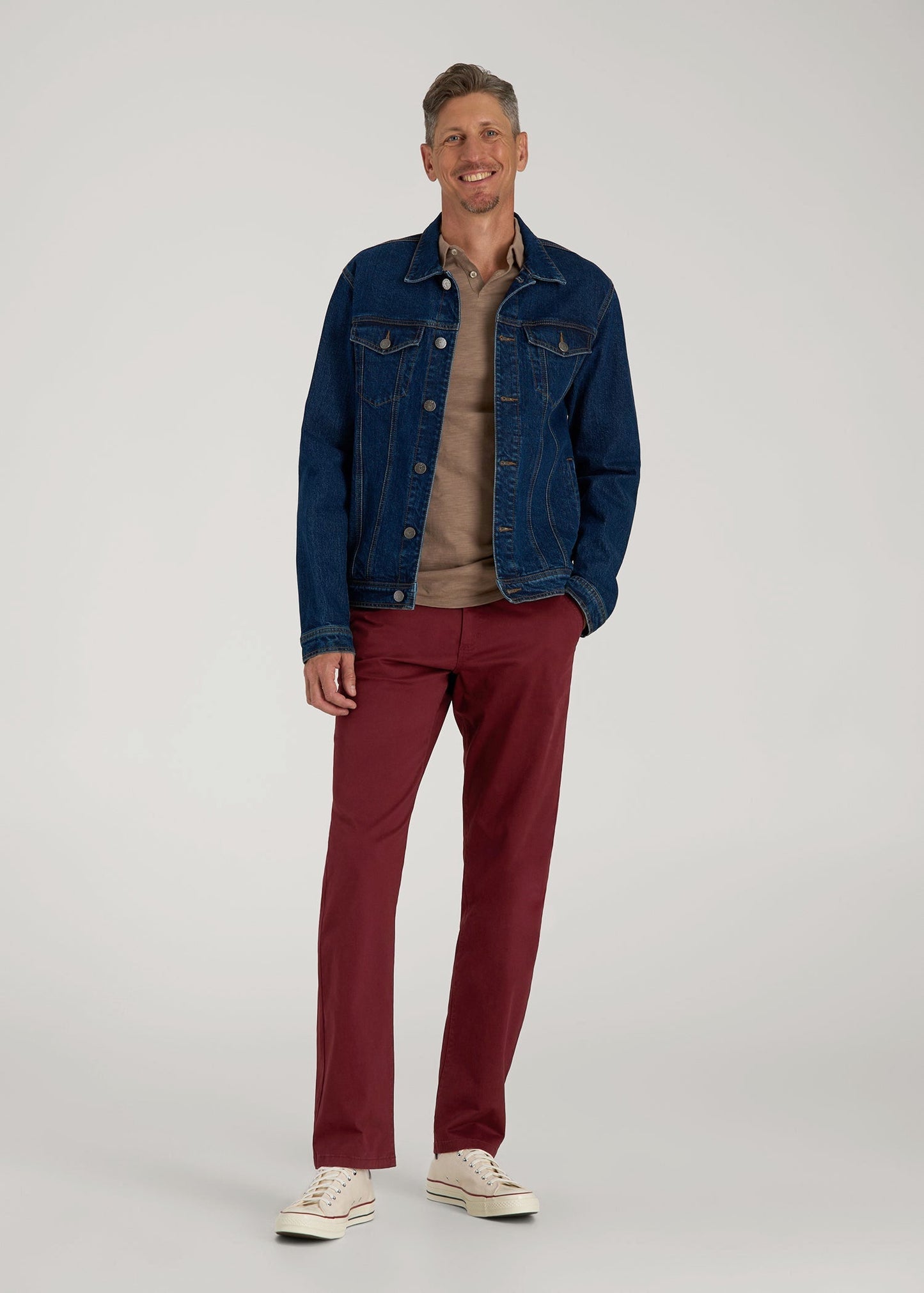 American Tall Men J1 STRAIGHT Leg Chinos for Tall Men in Red Ochre