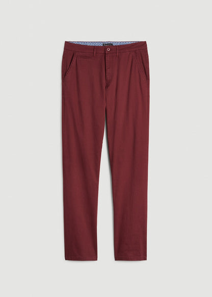 American Tall Men J1 STRAIGHT Leg Chinos for Tall Men in Red Ochre