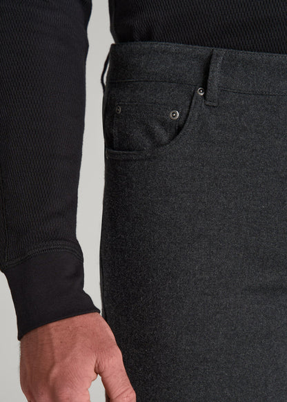 American Tall Men TAPERED-FIT Stretch Flannel 5 Pocket Pants for Tall Men in Storm Grey Mix