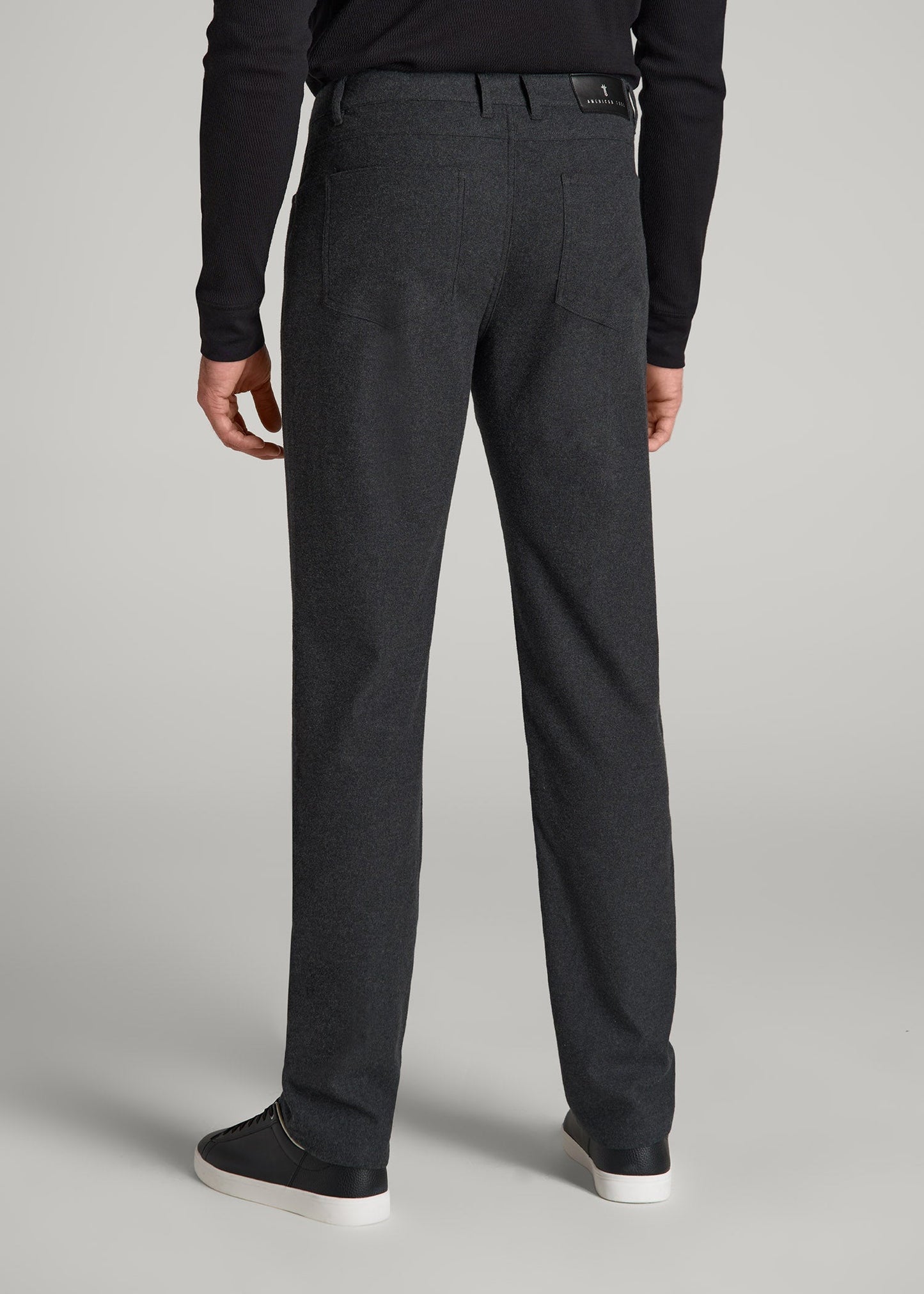 American Tall Men TAPERED-FIT Stretch Flannel 5 Pocket Pants for Tall Men in Storm Grey Mix