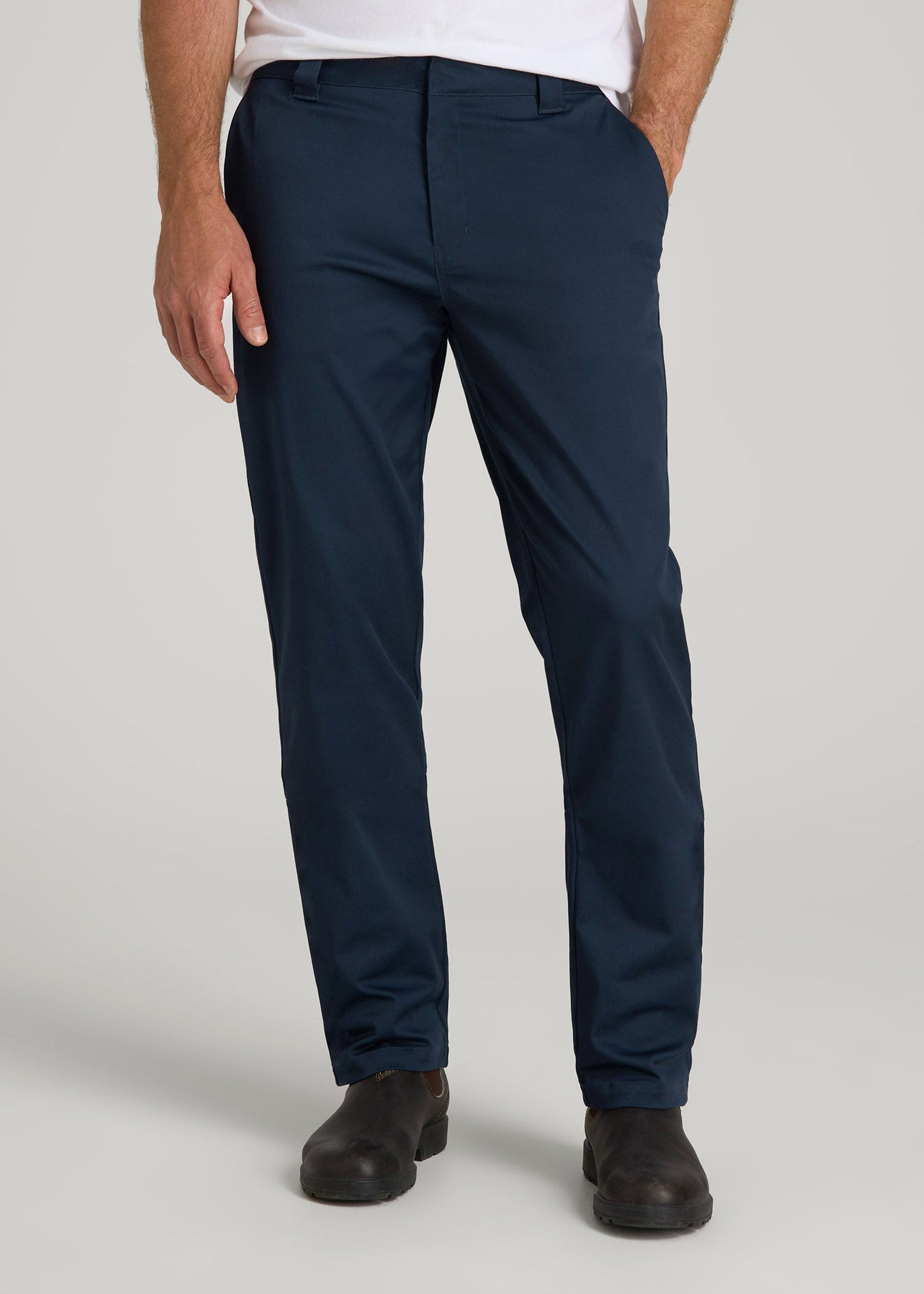 American Tall Men LJ&S Stretch Twill STRAIGHT-LEG Work Pants for Tall Men in Marine Blue