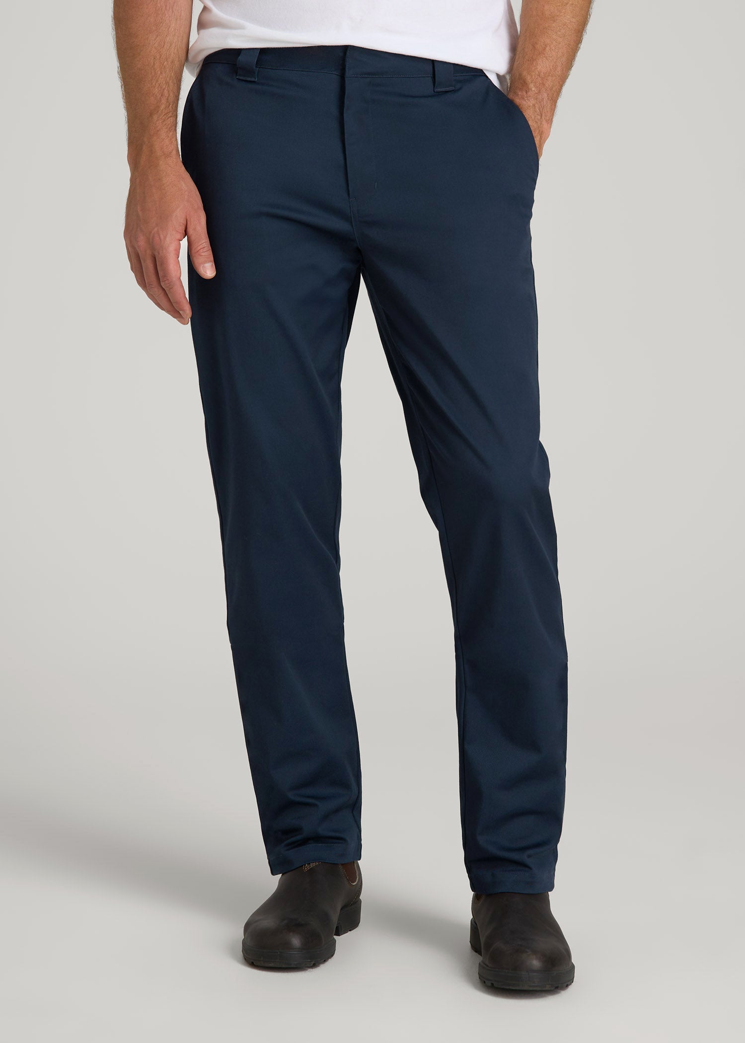 American Tall Men LJ&S Stretch Twill STRAIGHT-LEG Work Pants for Tall Men in Marine Blue