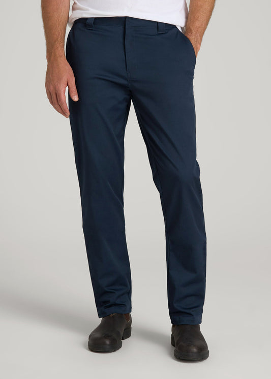 American Tall Men LJ&S Stretch Twill STRAIGHT-LEG Work Pants for Tall Men in Marine Blue