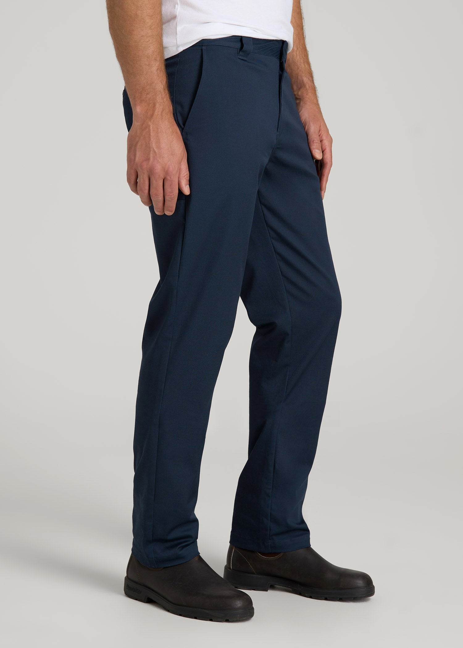 American Tall Men LJ&S Stretch Twill STRAIGHT-LEG Work Pants for Tall Men in Marine Blue