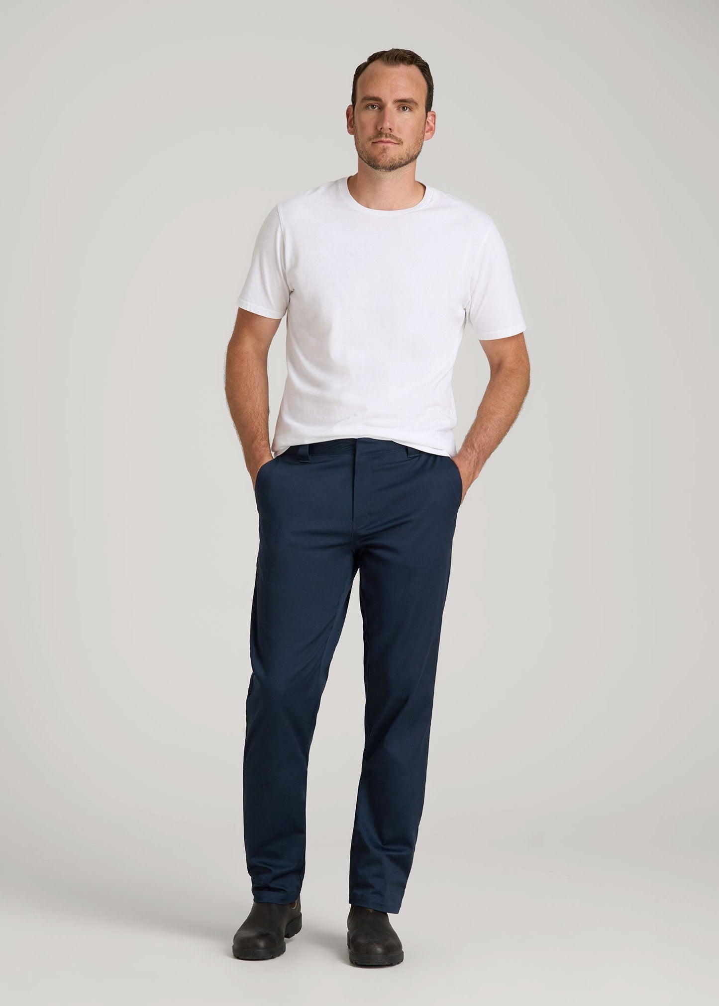 American Tall Men LJ&S Stretch Twill STRAIGHT-LEG Work Pants for Tall Men in Marine Blue