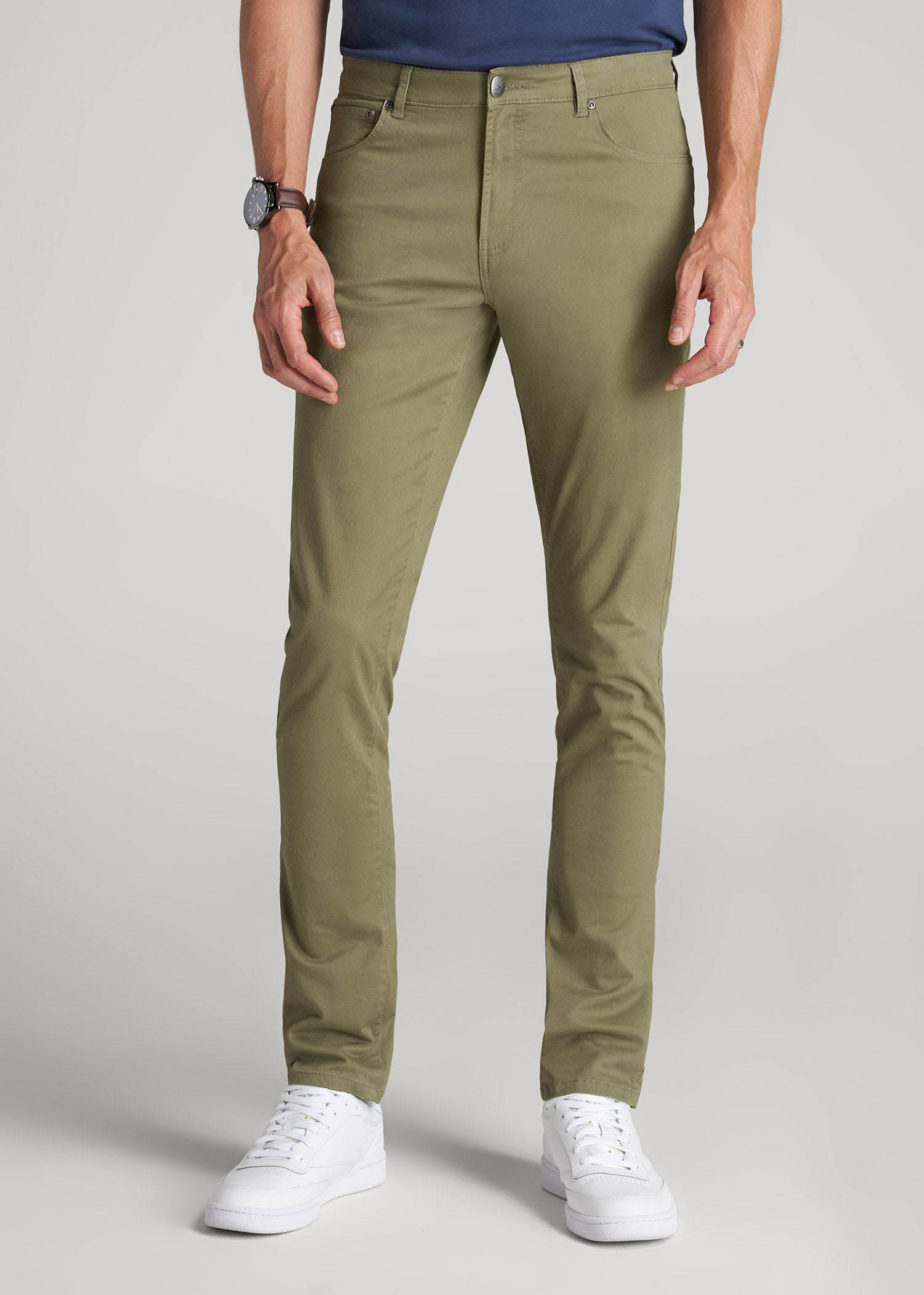 American Tall Men Carman TAPERED Fit Five Pocket Pants for Tall Men in Fatigue Green