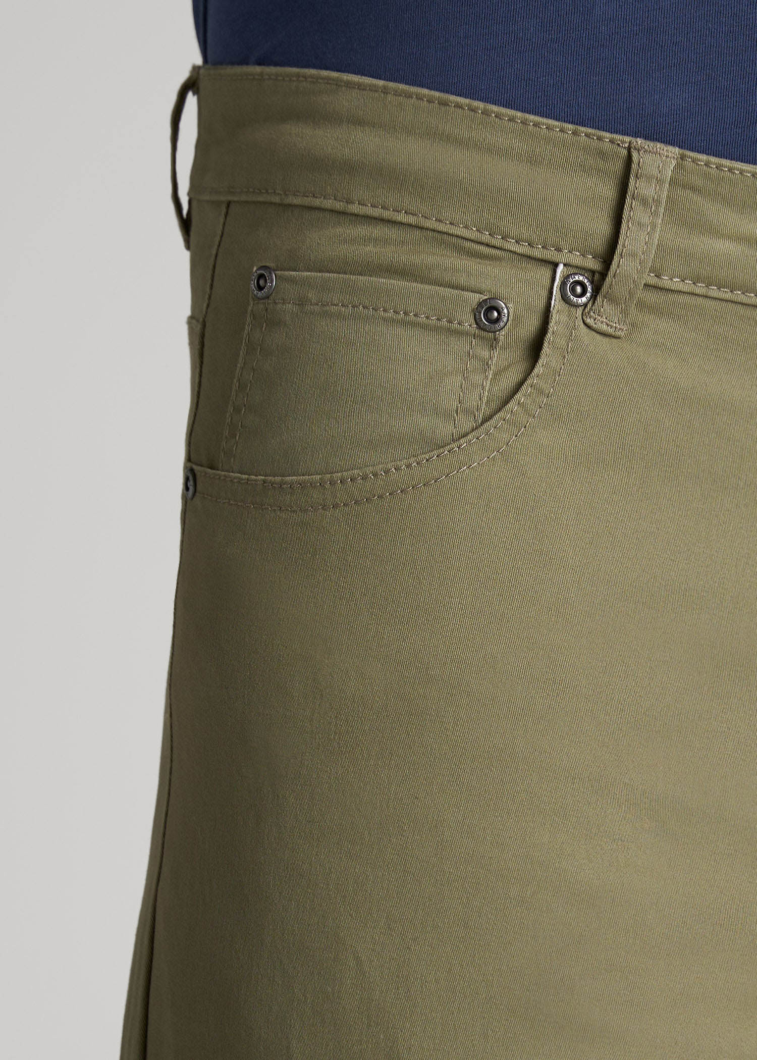 American Tall Men Carman TAPERED Fit Five Pocket Pants for Tall Men in Fatigue Green
