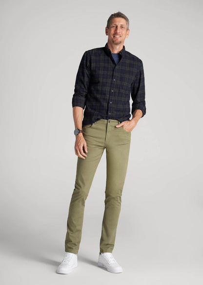 American Tall Men Carman TAPERED Fit Five Pocket Pants for Tall Men in Fatigue Green