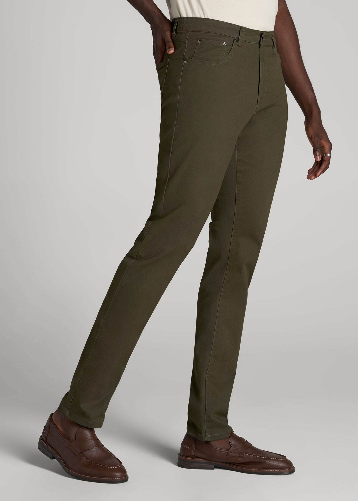 American Tall Men Carman TAPERED Fit Five Pocket Pants for Tall Men in Camo Green